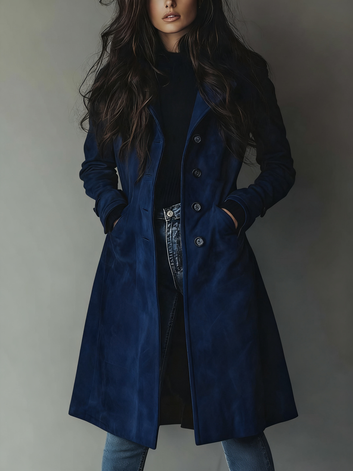 Elena – Abrigo vintage con efecto gamuza