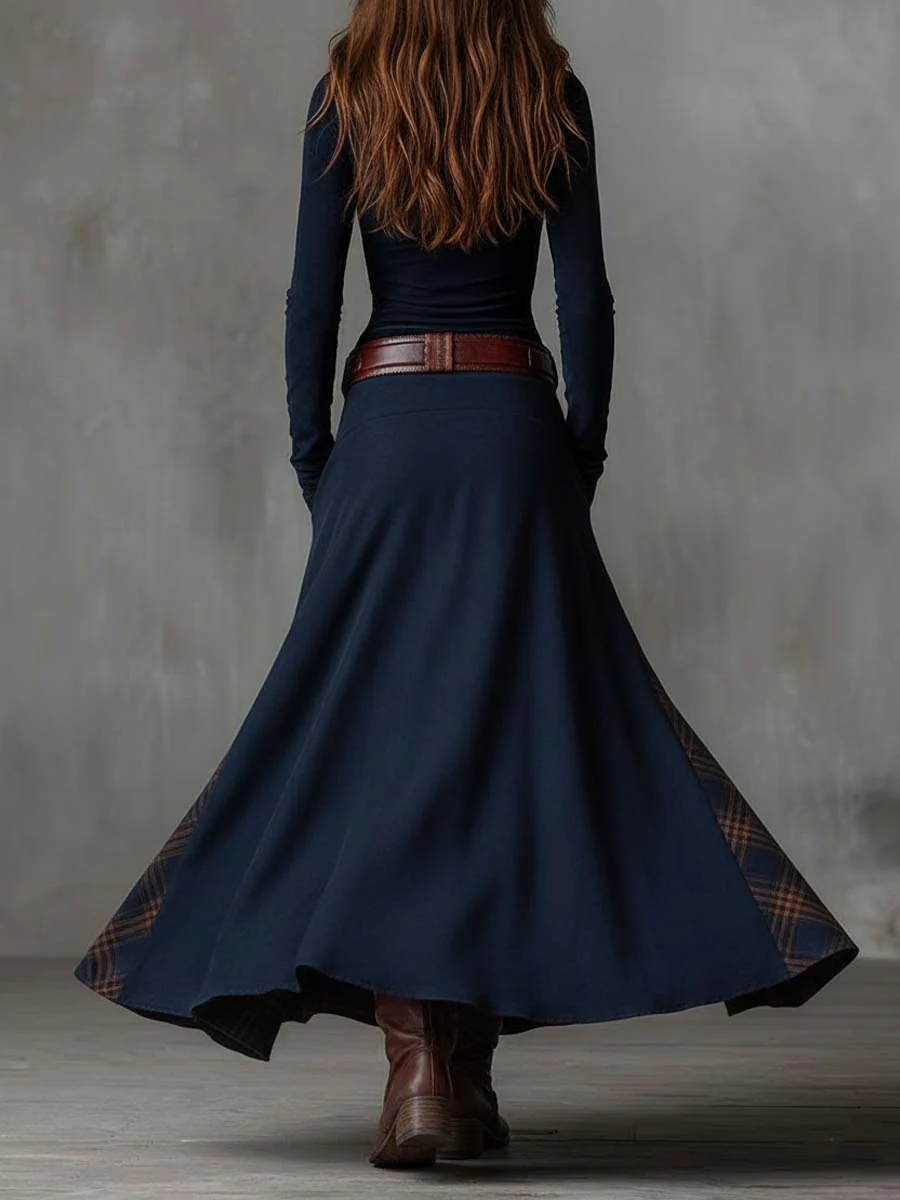 Livia – Vestido largo de ante con cinturón