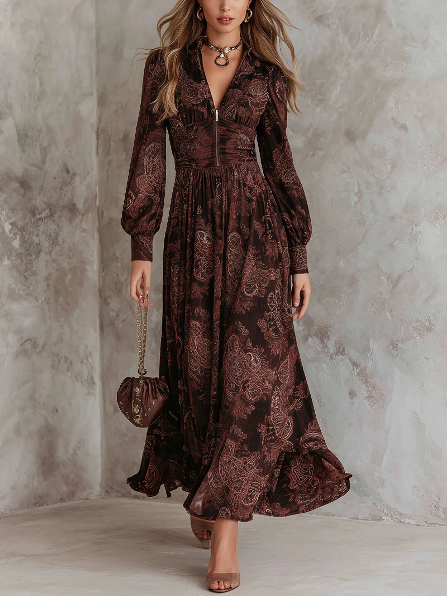 María | Vestido largo y elegante con estampado floral