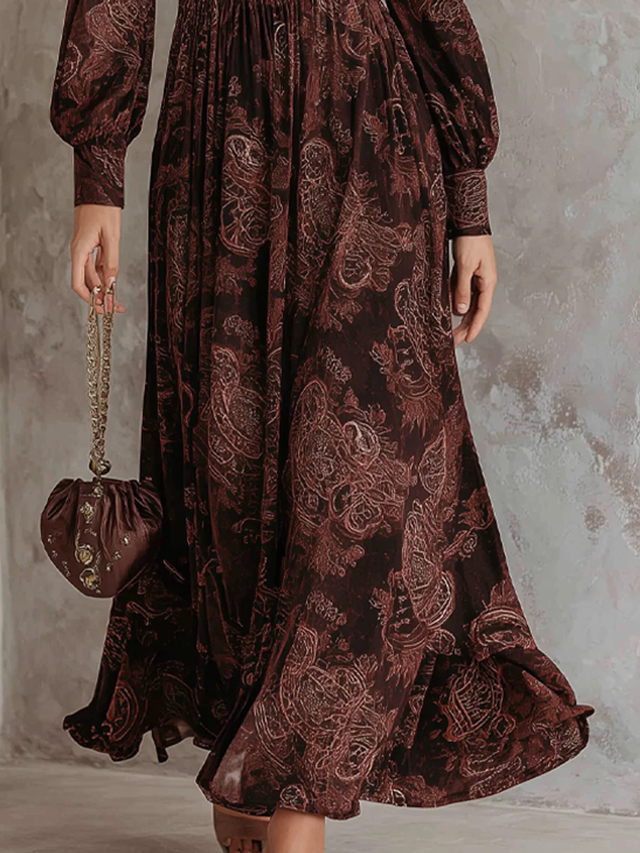 María | Vestido largo y elegante con estampado floral