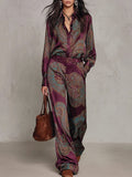Carlotta – Conjunto de camisa y pantalones con estampado de paisley